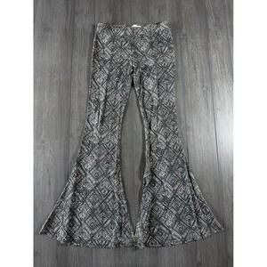 Others Follow Womens Geometric Diamond Print Bell Bottom Flare Pant S